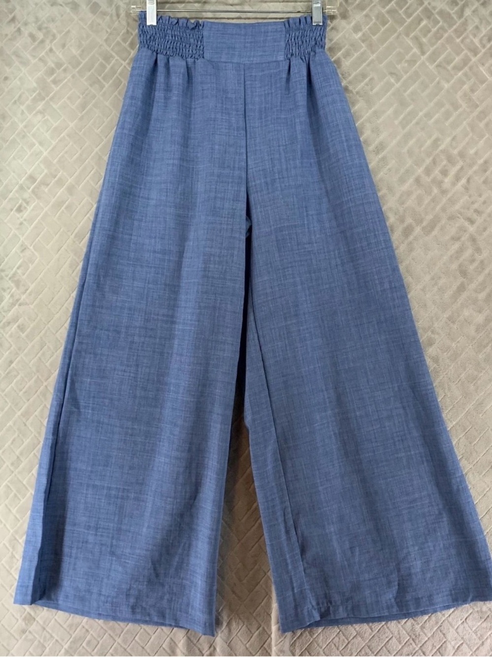 New SHEIN Wide Leg Straight High Waist Blue Flowy Pants